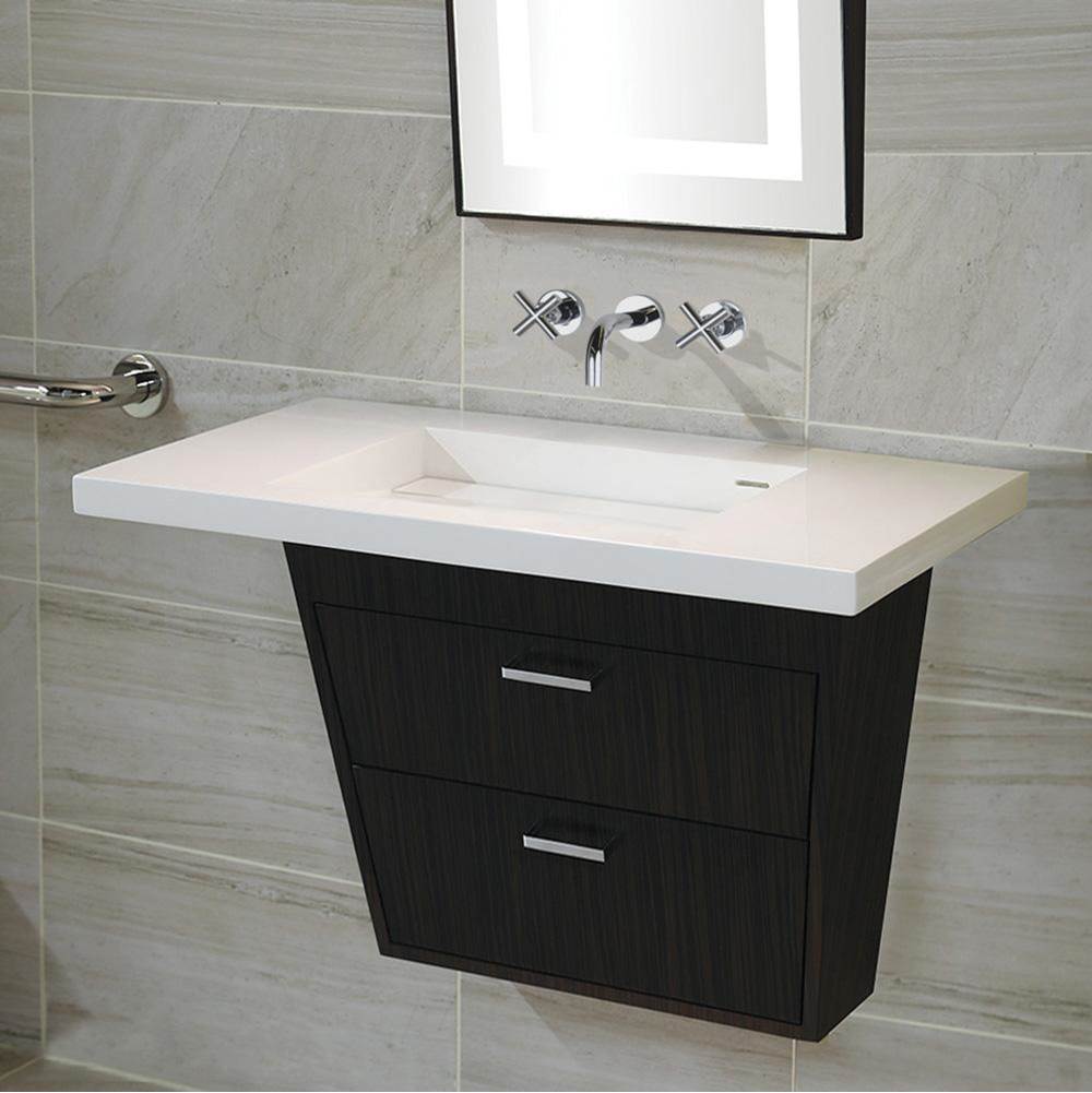Lacava - Wall-mount vanity with two flip-down doors (pull installed upon request); ADA compliant. Sink top 5301 or 5301S sold separately. Add on keyed lock (ACC-LOCK) available. W:25-3/4'', D: 10'', H: 20''. Gloss Ardesia - Gloss Ardesia