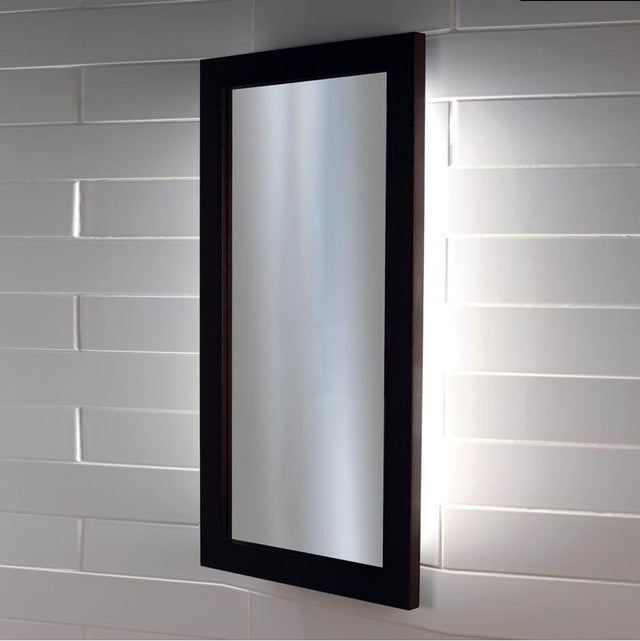 Lacava - Wall-mount mirror in metal or wooden frame with LED lights. W: 19'', H: 34'', D: 1''. - Powder Coated Brass
