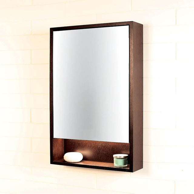 Lacava - Surface-mount medicine cabinet with mirrored door, two adjustable glass shelves and LED lights in cubby. W: 23'', D: 5'', H: 34''. - Gloss Ardesia