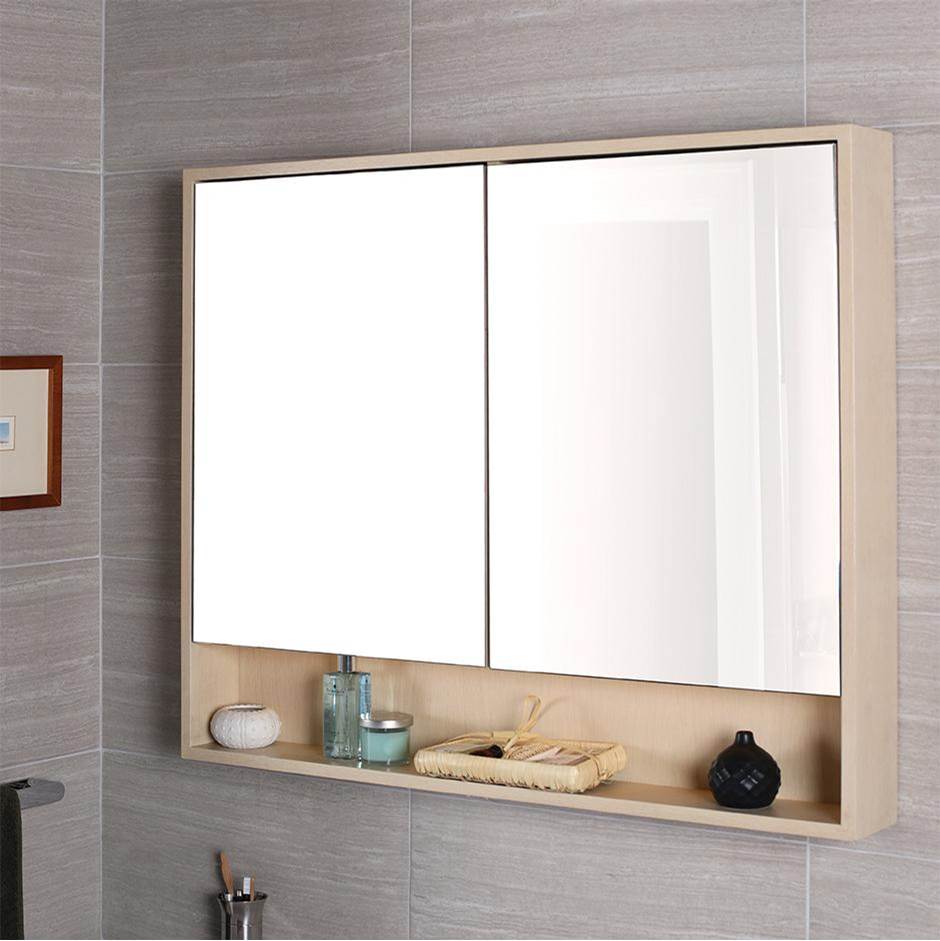 Lacava - Surface-mount medicine cabinet with two mirrored doors, two adjustable glass shelves in each section and LED lights in cubby. - Gloss Ardesia