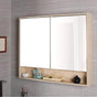 Lacava - Surface-mount medicine cabinet with two mirrored doors, two adjustable glass shelves in each section and LED lights in cubby. - Gloss Ardesia