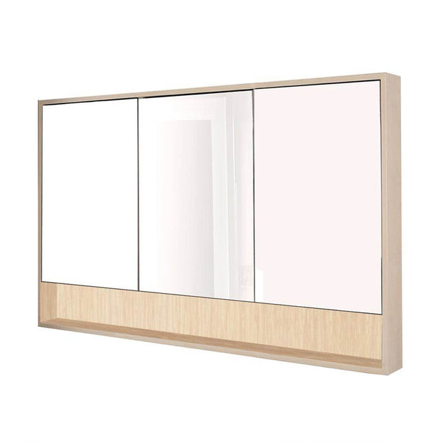 Lacava - Surface-mount medicine cabinet with three mirrored doors, three adjustable glass shelves in each section and LED lights in cubby. - Gloss Ardesia