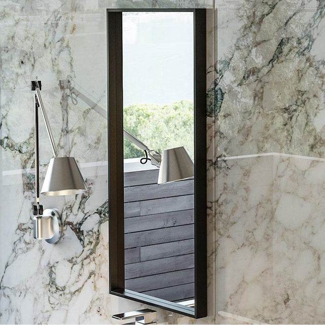 Lacava - Wall-mount mirror in wooden or metal frame. W:15'', H:34'', D: 2''. - Powder Coated Brass