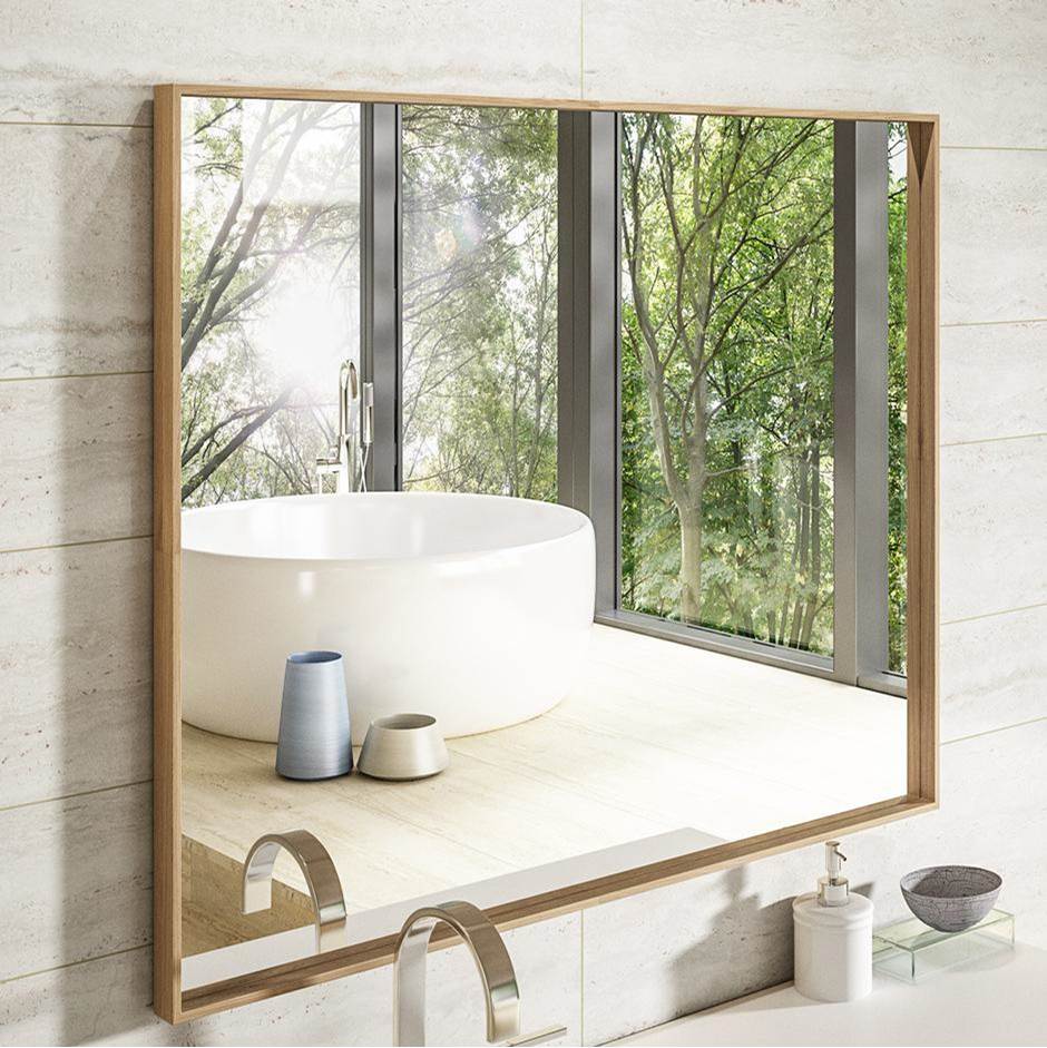 Lacava - Wall-mount mirror in wooden or metal frame. W:41'', H:34'', D: 2''. - Powder Coated Brass