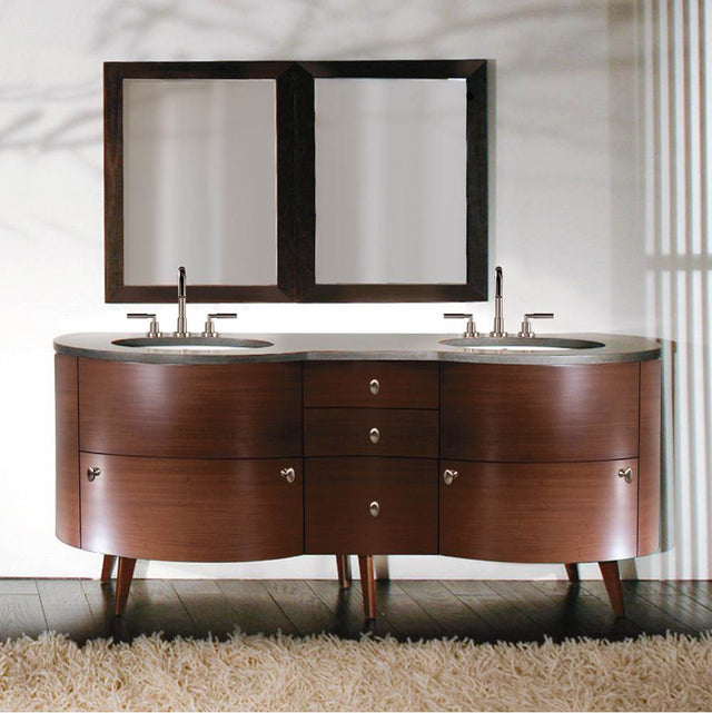 Lacava - Countertop for wood base FLO-F-72 , two cut-outs for washbasin #33L (sold separately). - Obsidian
