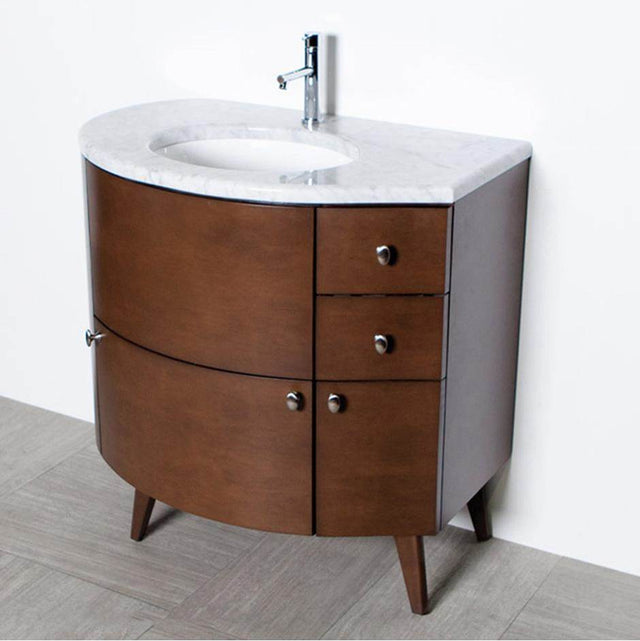 Lacava - Free-standing wood base with three drawers and one door, washbasin on the right, 36''W, 21 1/2''D, 31 1/2''H - Gloss Ardesia