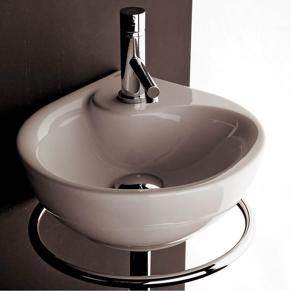 Lacava - Wall-mount porcelain Bathroom Sink with one faucet hole and an overflow. - White