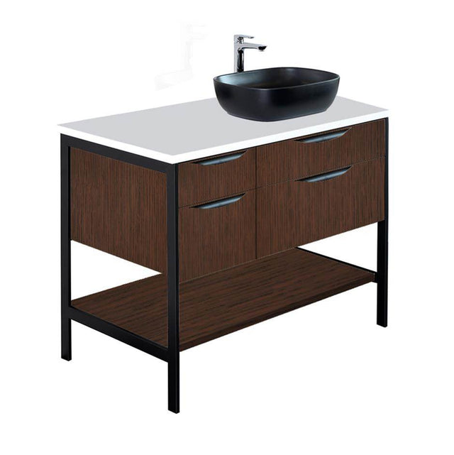 Lacava - Countertop in white solid surface, stone or quartz, for vanity NAV-VS-36R. W: 36'', D: 22'', H: 1''. - Obsidian