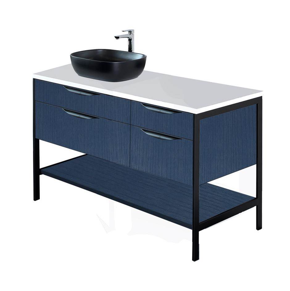 Lacava - Countertop in white solid surface, stone or quartz, for vanity NAV-VS-48L. W: 48'', D: 22'', H: 1''. - Lava