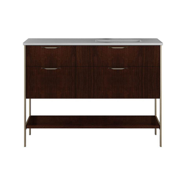 Lacava - Cabinet of free standing under-counter vanity with three drawers, bottom wood shelf and metal frame (pulls included). - Gloss Ardesia
