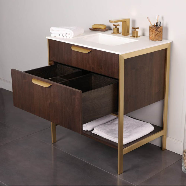 Lacava - Metal frame  for free standing  under-counter vanity NAV-UN-30. Sold together with the cabinet.  W: 29 1/2'', D: 21 3/4'', H: 34 1/4''. - Powder Coated Brass