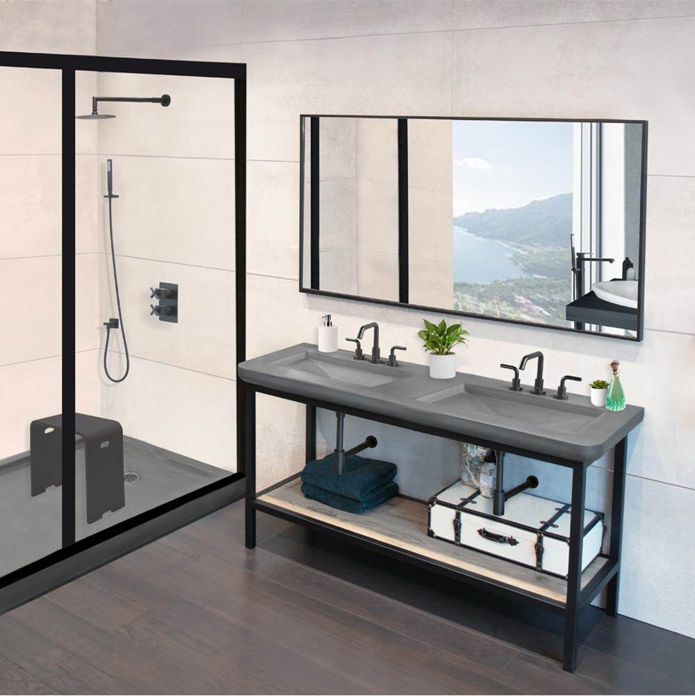 Lacava - Floor-standing metal console stand made of stainless steel or brass. - Matte Black