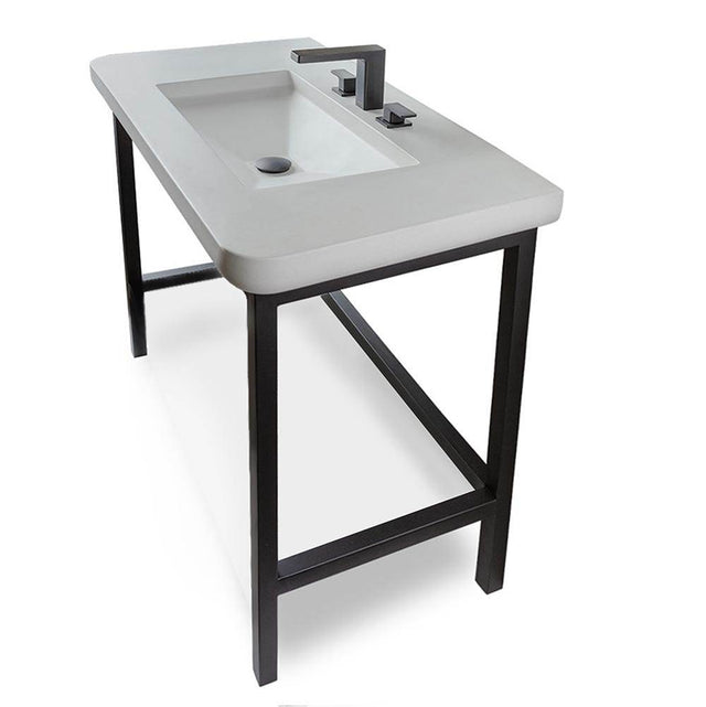 Lacava - Floor-standing metal console stand for ADA-compliant installation, made of stainless steel. It must be attached to wall. Sink CT370 sold separately.  33''W, 21''D, 32''H - Powder Coated Brass
