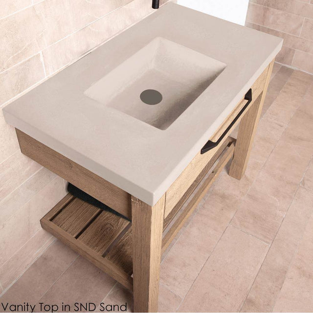 Lacava - Floor-standing vanity with drawer and slotted bottom shelf. - Driftwood