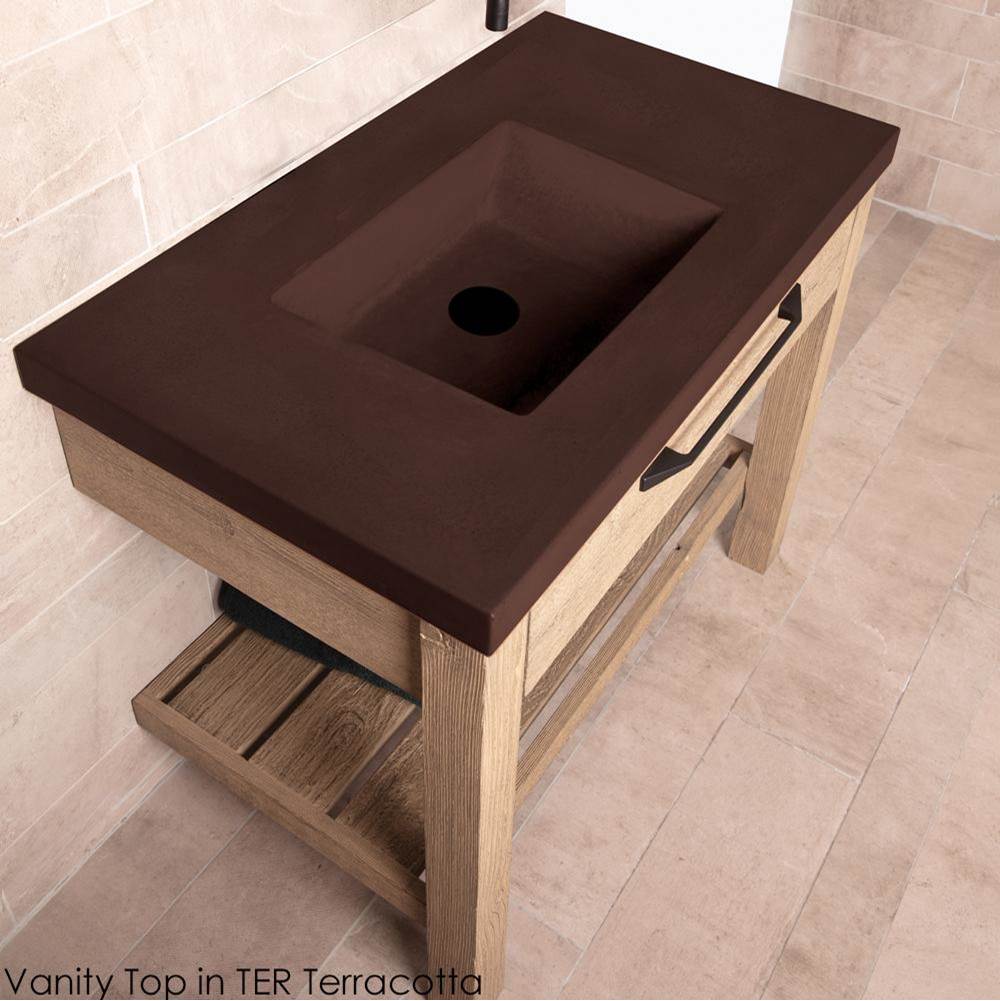 Lacava - Floor-standing vanity with drawer and slotted bottom shelf. - Driftwood