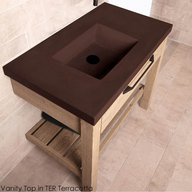 Lacava - Floor-standing vanity with drawer and slotted bottom shelf. - Driftwood