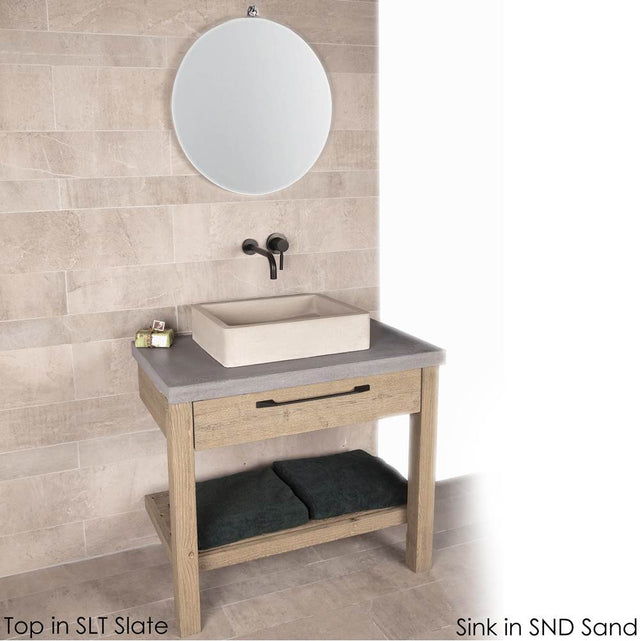 Lacava - Floor-standing vanity with drawer and slotted bottom shelf. - Driftwood