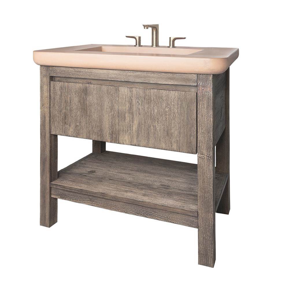 Lacava - Floor-standing vanity in driftwood with drawer and slotted bottom shelf. Sink CT370 sold separately. W: 33'', D: 21'', H: 32'' - Driftwood