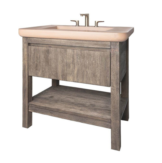 Lacava - Floor-standing vanity in driftwood with drawer and slotted bottom shelf. Sink CT370 sold separately. W: 33'', D: 21'', H: 32'' - Driftwood