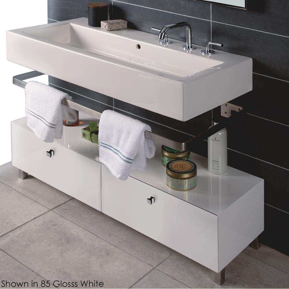 Lacava - Free-standing bench with two drawers, polished chrome pulls and polished stainless steel legs included. W: 35 3/8'', D: 13 3/8'', H: 12 1/2''. - Gloss Ardesia