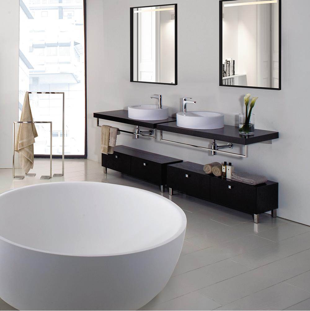 Lacava - Wall-mount wooden countertop with polished stainless steel brackets. Cut-outs provided upon request. 48''W, 19 3/4''D, 2 1/4''H. - Gloss Ardesia
