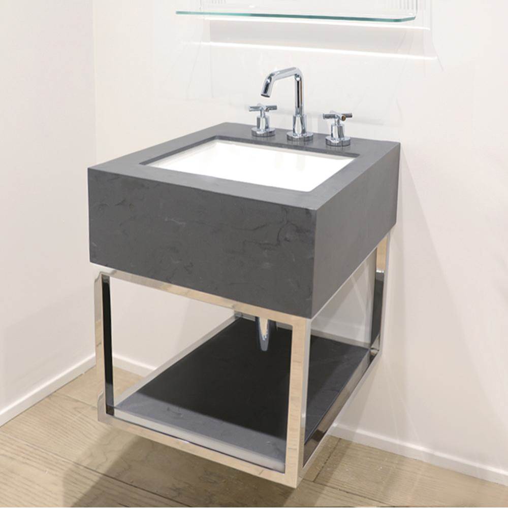 Lacava - Countertop for frame QDO-FC-24, 24''W x 21''D x 8.5''H. SOLID SURFACE LAVA SPECIFY No. OF FAUCET HOLE DRILLINGS - Lava Solid Surface