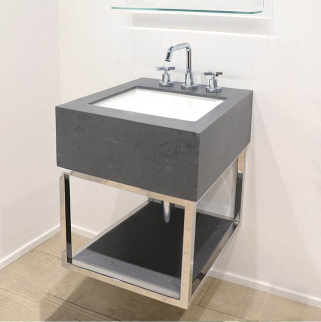 Lacava - Countertop for frame QDO-FC-24, 24''W x 21''D x 8.5''H. SOLID SURFACE LAVA SPECIFY No. OF FAUCET HOLE DRILLINGS - Lava Solid Surface
