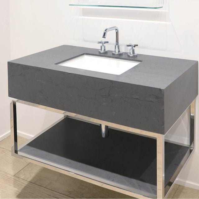 Lacava - Wall-mount under-counter frame with top, shelf and optional backsplash. Sink 5485 sold separately. W: 36'', D:21'', H:23.5''. Matte White - Matte White