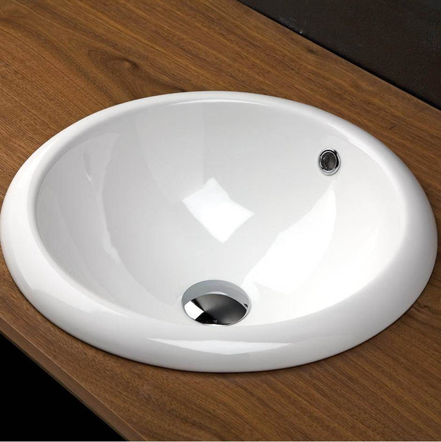 Lacava - Self-rimming porcelain Bathroom Sink with an overflow. Unglazed bottom. 17 3/4'' DIAM, 7 1/2''H - White