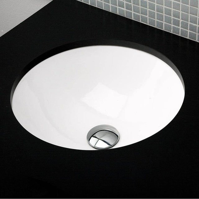 Lacava - Under-counter porcelain Bathroom Sink with an overflow. Unglazed exterior. DIAM: 17 1/8'' H: 7'' - White