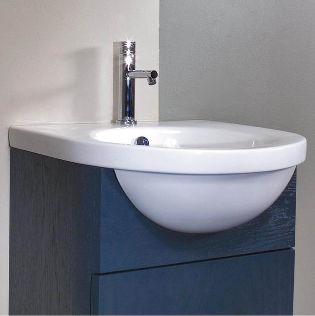 Lacava - Wall-mount or semi-recessed porcelain Bathroom Sink with an overflow, unfinished back. 20''W x 20 1/4''D x 7''H, one faucet hole. - White