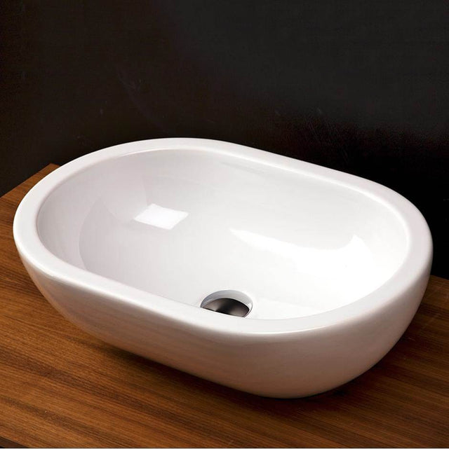Lacava - Vessel porcelain Bathroom Sink without an overflow, finished back.23 5/8''W, 15 3/4''D, 7 1/8''H - White