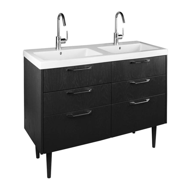 Lacava - Floor standing vanity with six drawers. - Black with Fine Texture
