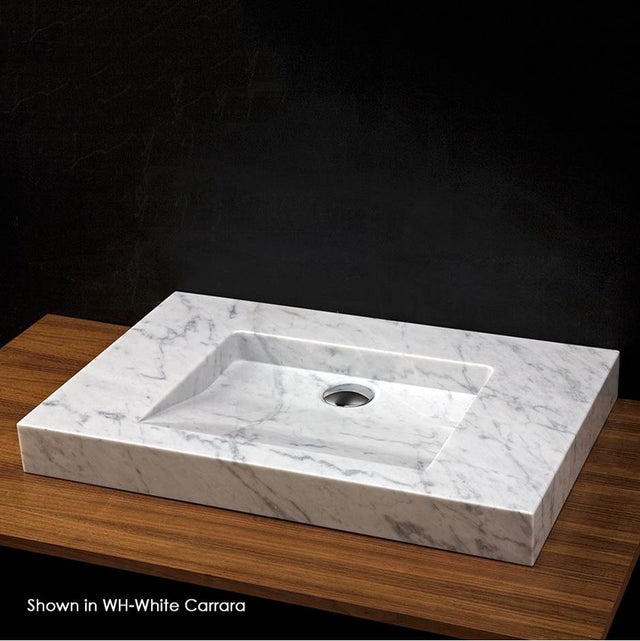 Lacava - Vessel or vanity top Bathroom Sink made of natural stone, no overflow. Unfinished back. 27 1/2''W x 17 3/4''D x 3''H, no faucet holes - Bianco