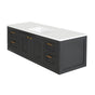 Lacava - Wall-mount under-counter double vanity with two sets of doors(knobs included)on both sides , two drawers(knobs included) on the center and slotted shelf in wood - Gloss Ardesia