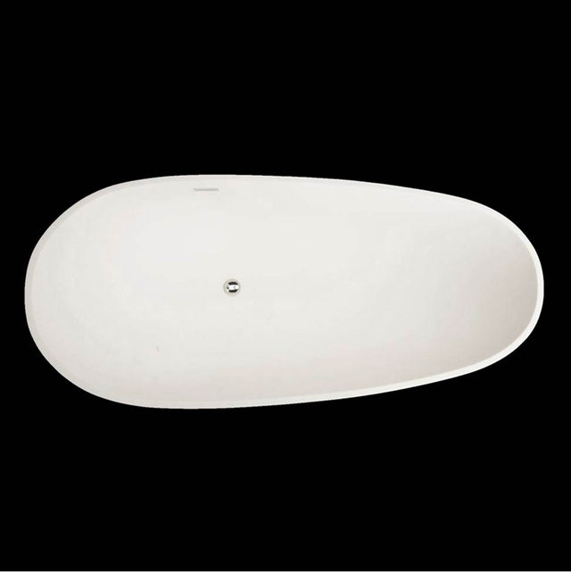 Lacava - Free-standing soaking bathtub made of white solid surface with an overflow and polished chrome drain, net weight 232lbs. - Gloss White