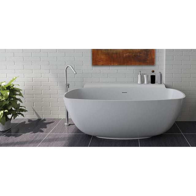 Lacava - Free-standing soaking bathtub made of white solid surface with an overflow, net weight 286 lbs, water capacity 61 gal. - Matte White