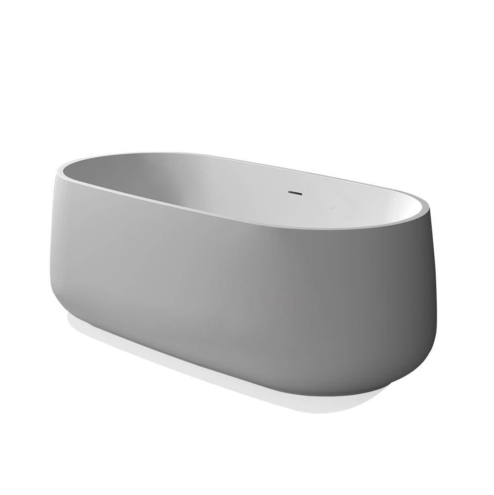 Lacava - Free-standing soaking bathtub made of white solid surface with overflow and a decorative solid surface drain; net weight 331 lbs, water capacity 67 gal. 63''W, 31-1/2''D, 21-5/8''H - Matte White Solid Surface