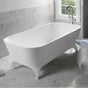 Lacava - Free-standing soaking bathtub made of white solid surface with an overflow and a decorative solid surface drain; net weight 408 lbs - Gloss White