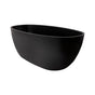 Lacava - Free-standing soaking bathtub made of white solid surface with an overflow and a decorative solid surface drain; net weight 298 lbs - Matte Black