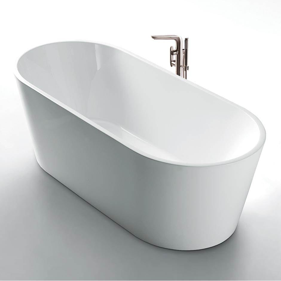 Lacava - Free-standing soaking bathtub made of luster white acrylic with an overflow and polished chrome drain, net weight 130 lbs, water capacity 77 gal. - White
