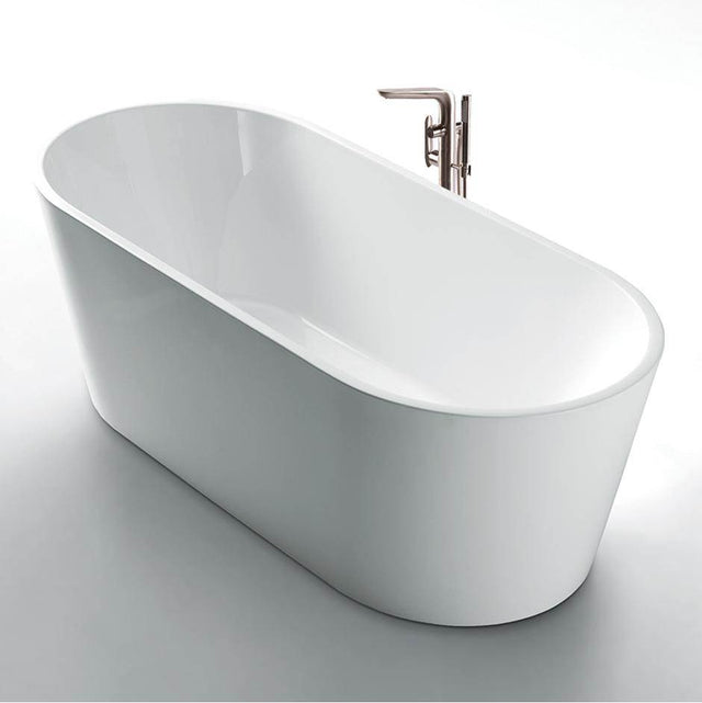 Lacava - Free-standing soaking bathtub made of luster white acrylic with an overflow and polished chrome drain, net weight 130 lbs, water capacity 77 gal. - White