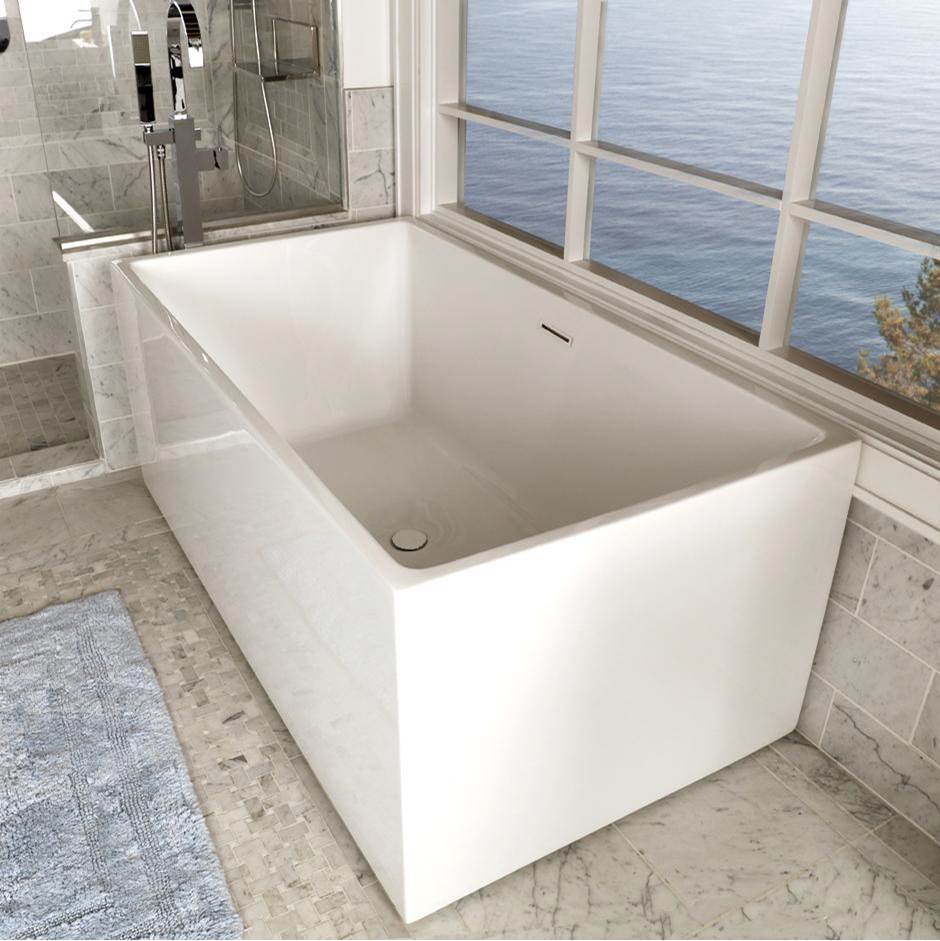 Lacava - Free-standing soaking bathtub made of luster white acrylic with an overflow and polished chrome drain, net weight 110 lbs, water capacity 79 gal. - White