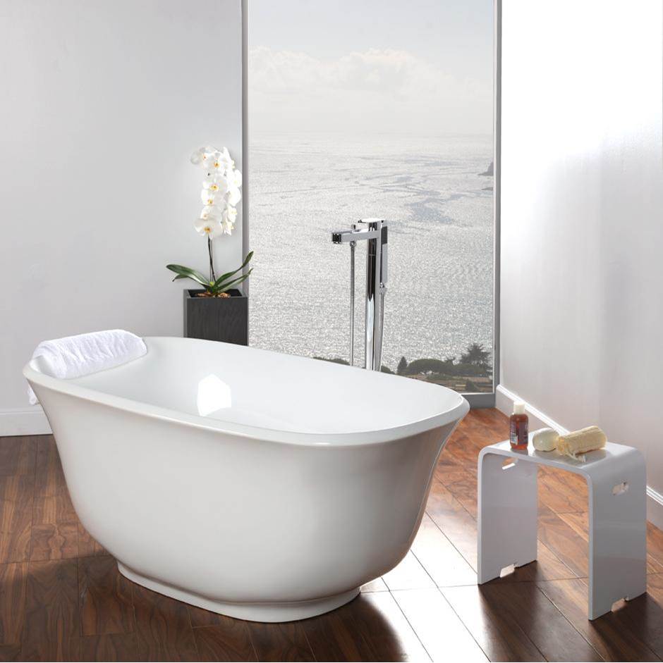 Lacava - Free-standing soaking bathtub made of luster white acrylic with an overflow and polished chrome drain, net weight 84 lbs, water capacity 58 gal. - White