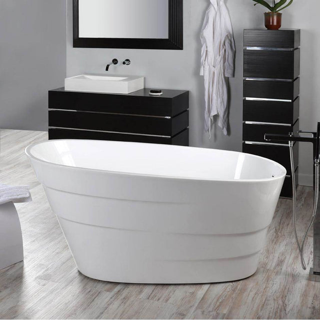 Lacava - Free-standing soaking bathtub made of luster white acrylic with an overflow and polished chrome drain, net weight 88 lbs, water capacity 62 gal. - White