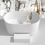 Lacava - Free-standing soaking bathtub made of white solid surface with overflow, a decorative solid surface drain and step included; net weight 331 lbs, water capacity 84 gal. Shipping class 5. 53-1/8''W, 29-1/2''D, 29-1/2''H - Matte White Solid Surface