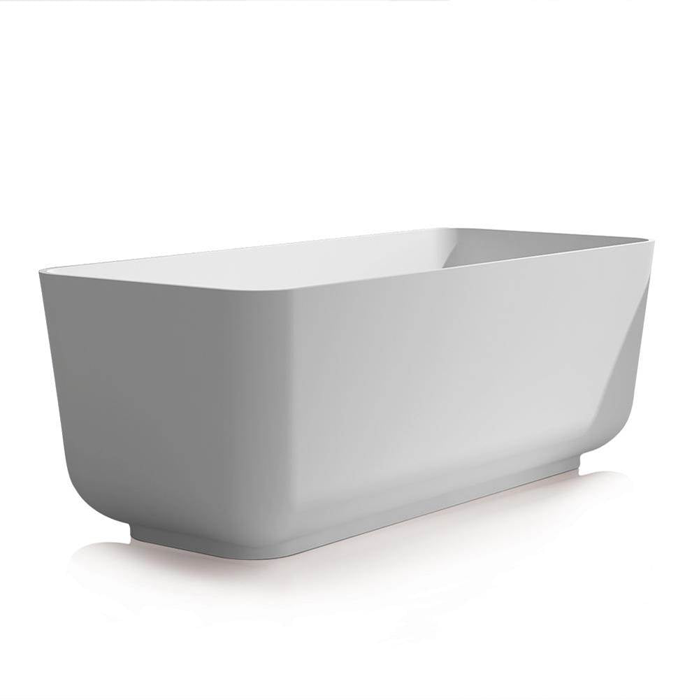 Lacava - Free-standing soaking bathtub made of white solid surface with overflow and a decorative solid surface drain; net weight 220 lbs, water capacity 74 gal. Shipping class 5. 59''W, 25-1/2''D, 21-5/8''H - Matte White Solid Surface