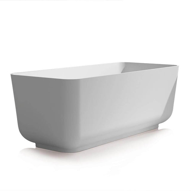 Lacava - Free-standing soaking bathtub made of white solid surface with overflow and a decorative solid surface drain; net weight 220 lbs, water capacity 74 gal. Shipping class 5. 59''W, 25-1/2''D, 21-5/8''H - Matte White Solid Surface