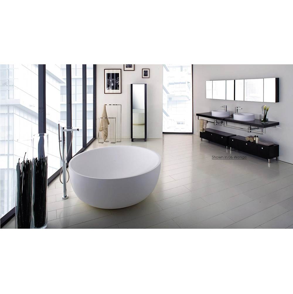 Lacava - Free-standing soaking bathtub made of white solid surface with a decorative solid surface drain - Matte White