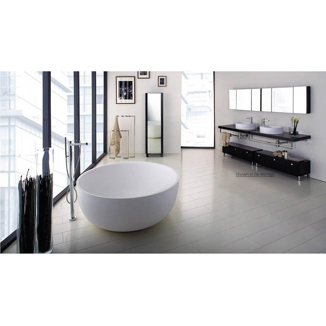 Lacava - Free-standing soaking bathtub made of white solid surface with a decorative solid surface drain - Matte White